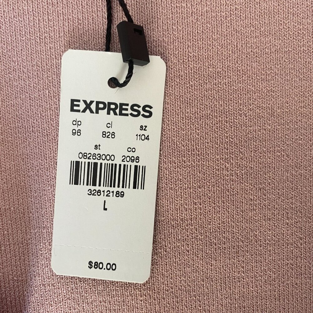 Express Pink Long Sleeve Crop Top w Ruffle Detailing Size Large NWT - Picture 6 of 8